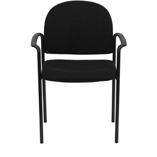 Flash Furniture Tiffany Comfort Black Fabric Stackable Steel Side Reception Chair With Arms #TOP7