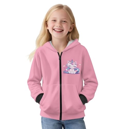 Girls Boys Hoodie Casual Zip Up Pullover Long Sleeve Coat with Pockets Fall Winter Thick Jacket for Kids2