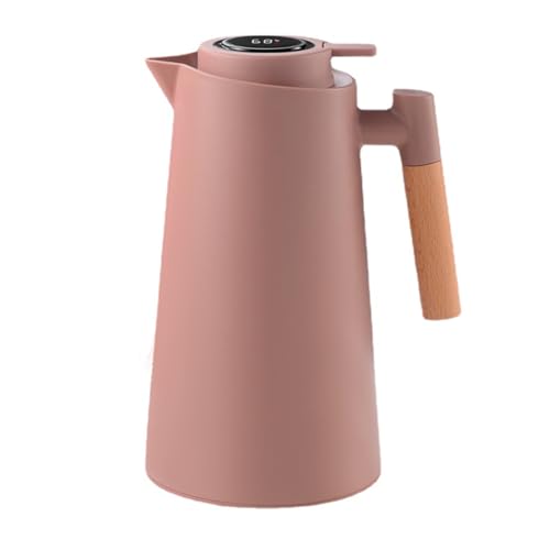 保温ポット 魔法瓶 卓上ポット 断熱 保冷 卓上 卓上魔法びん おしゃれ 木製ハンドル 大容量 温度表示 開閉簡単 漏れなし ふた付き 高い保温効力 業務用 オフィス 家庭用 (1000ml,コーヒー色)