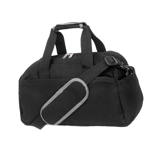 menolana Bolsa de ginástica pequena com vários bolsos, mini bolsa esportiva com alça de ombro ajustável para viagens, acampamentos, viagens de negócios, Preto