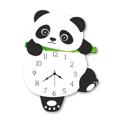 Panda Design Pendulum Wall Clock for Kids Room, Decorative Analog Timepiece with Swinging Element, Cute Animal Theme Home Accent for Bedroom, Nursery, Playroom, Study Area and Indoor Décor-image-7