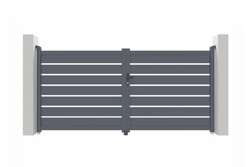 Casanoov Doppelflügeltor aus Aluminium 3m VOGEL H.140cm grau