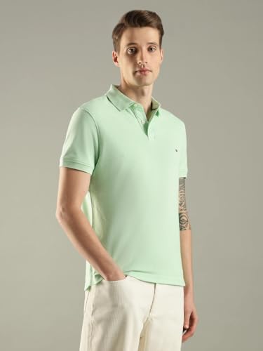 Image of Tommy Hilfiger Solid Regular fit Cotton Polo t-Shirt