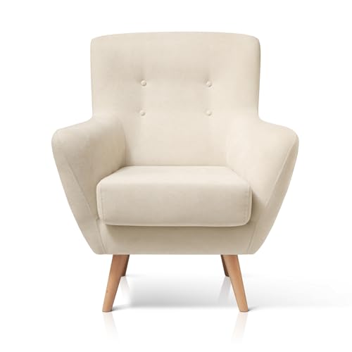 SUENOSZZZ-ESPECIALISTAS DEL DESCANSO Butaca nórdica Izan de una Plaza, sillón tapizado en Tela Antimanchas Color Beige
