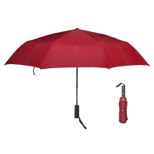 Image of Amazon Basics 3-Fold Travel Umbrella - Sophisticated Auto-Open Auto-Close Mechanism, Large 42 inch Canopy, RainProof & UV Protection|Ideal for Men & Women | Stylish, Durable, and Functional Design