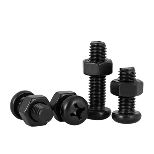 10 Pcs Black 304 Stainless Steel Round Head Screw and Nut Assemblage, for Furniture Fasteners. M4(d) x30mm(L)