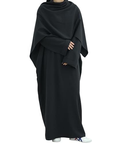Elegant Muslim Long Robe Set Abaya with Matching Shawl and