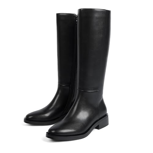 Image of Modatope Knee High Boots Women Round Toe Chunky Heel Fall Boots