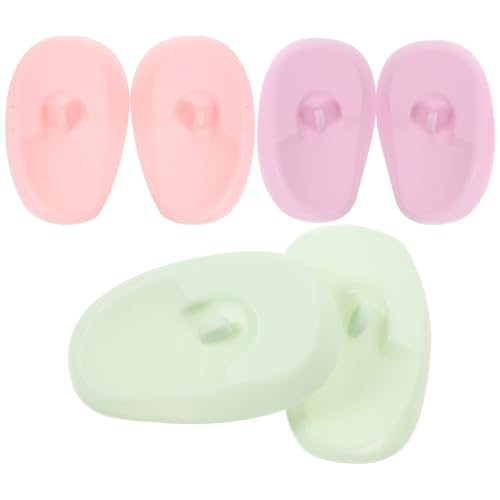 GANAZONO 3 Pares de Orejeras de Silicona Reutilizables para Teñir el Cabello Auditivos Suaves Colores Pastel Rosa y Verde para Salón de Belleza Ducha y Uso Profesional