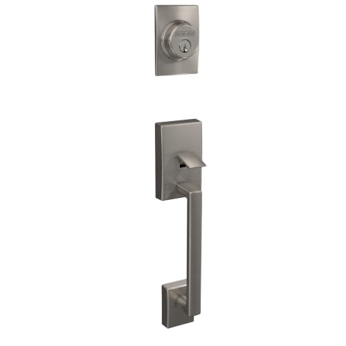 Image of SCHLAGE Front Door Entry Handleset, Latitude Lever, Satin Nickel