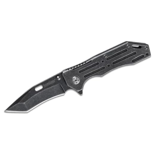 Kershaw Lifter (1302BW); Tactical Tanto Pocket Knife with 3.5 Inch 4Cr14 Steel Blackwashed Blade with Stainless Steel Blackwash Handle, SpeedSafe Assisted Opening and Deep-Carry Pocketclip; 3.2 OZ.