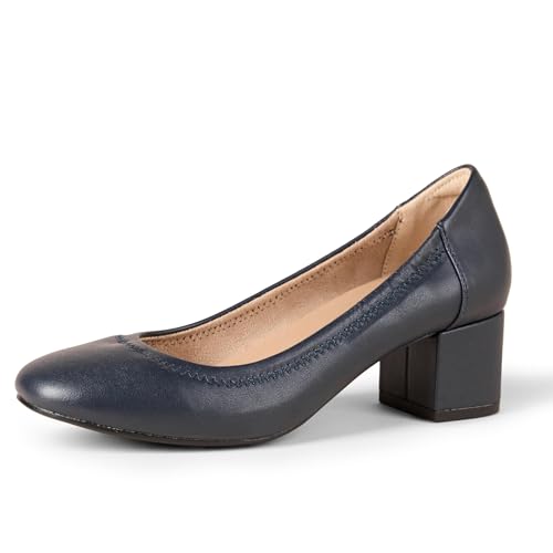 Discover the Best Shoes for Narrow Heels 15 Amazon Essentials Women's Ballet Pump with Block Heel, Navy, 8.5