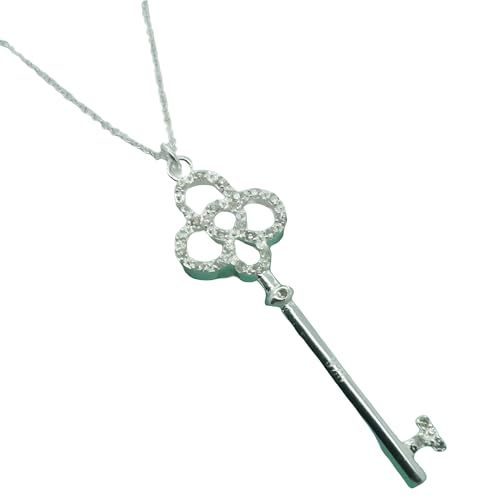 Colliers clés pour femmes en argent sterling 925 et pendentif cœur