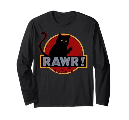 Funny Vintage Kitty Cat Lover Rawr Kitty Cat Vintage Long Sleeve T-Shirt