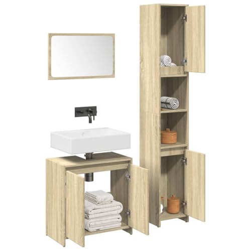 Vetnasa Set de Muebles de baño 3 pzas Madera contrachapada Roble Sonoma Mobiliario, Conjuntos de Muebles, Muebles de baño Marrón 43,35 KG