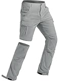Men's Hiking Convertible Pants Water Resistant Quick Dry Lightweight Zip Off Stretch Outdoor Fishing Pants Light Grey 34W x 32L