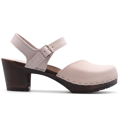 Image of Sandgrens Handmade Swedish Wood Clogs for Women, High Heel Sandal | Victoria