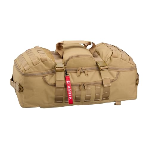 Hanta Aneto - große, universelle Reisetasche - 2 in 1: nutzbar als Tragetasche oder Rucksack - taktische Ausrüstungstasche ideal für Alltag, Sport, Camping, Einsatz - 65L Volumen - coyote