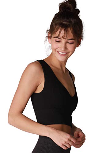 NIKIBIKI Women Seamless Plunge V-Neck Ribbed Crop Top, Made in U.S.A, One Size2
