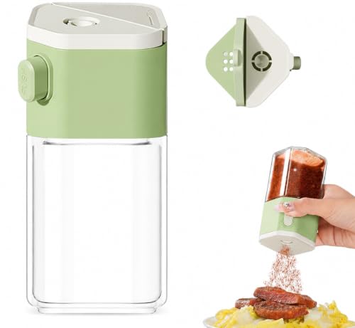 Image of 2-in-1 Seasoning Bottle, One-Press Quantitative Salt Shaker, Moisture-Proof Spice Dispenser with 0.5g Precise Dispensing, Salt Storage Jar for Kitchen, BBQ, Cooking & Camping (Green)