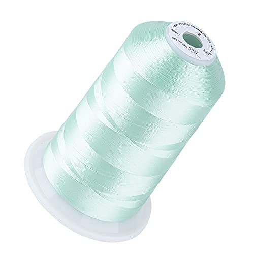 Image of Simthread Embroidery Thread 5000M 40WT Polyester, Light Seafoam S047 | 5000M 40WT polyester thread feeds smoothly for home or commercial embroidery projects.
