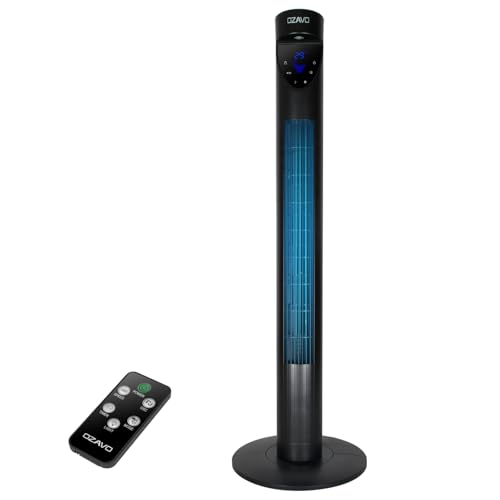 OZAVO Turmventilator mit Fernbedienung und LED-Display, 3 Geschwindigkeitsstufen Fan,...