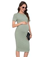 Yesfashion Umstandskleid Sommer 2-teilig Set Schwangerschaftskleid Kurzarm Ärmelloses Kleid + Kurzes Oberteil Stillkleid Schwangerschafts Etuikleid Grün L