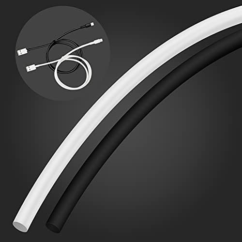 Heat Shrink TUBING,YuShi 6mm Diameter Black and White Heat Shrink Electrical TUBING(1.3 Meter Length Each),2:1 Shrink Ratio,to Repair and Strengthen iPhone 5~11 Original Charging Cable