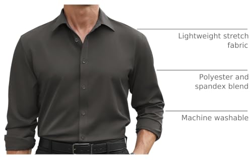 Image of COOFANDY Mens Stretch Dress Shirts Long Sleeve Button Down Shirt Regular Fit Formal Business Shirts