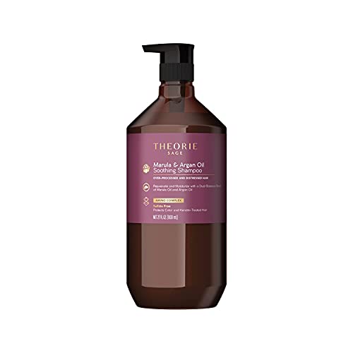 THEORIE Marula and Argan Oil Soothing Shampoo - Rejuvenate & Moisturize - Suited for Over-Processed & Distressed Hair - Sulfate Free - Protects Color and Keratin Treated Hair, Pump Bottle 800mL