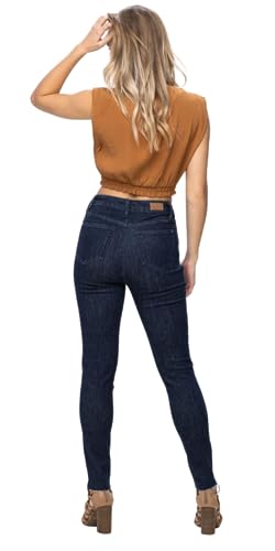 Judy Blue Dark High Waist Tummy Control Raw Hem Skinny4