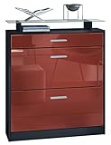 Diseño: El cuerpo del mueble zapatero en negro mate y los frentes en burdeos de alto brillo le dan un toque moderno y ayudan a crear un ambiente acogedor. O escoja el diseño que más le convenga entre numerosas combinaciones de colores.