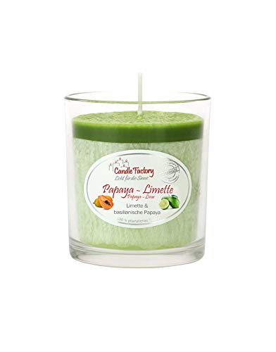 Candle Factory Party Light Duftkerzen aus pflanzlichem Stearin im Whiskey Glas, ca. 30h Brennzeit, Duft: Papaya & Limette