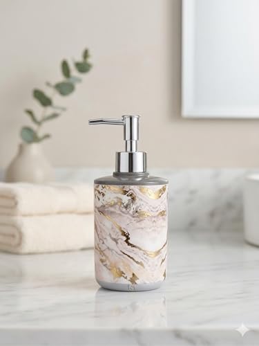 Image of Italian Design Liquid Soap Dispenser| Sanitizer Dispenser | Lotion Dispenser | Shampoo Dispenser | Handwash Bottle | Metallic Grey Finish, 350ml (Twinkle Silver White)