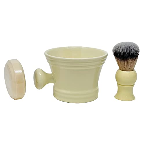 GBS Men's Shaving Set Ivory - 3 Piece set - Shaving Brush, Ceramic Mug & 97% All Natural Shave Soap Compliments any Shaving Razor For The Best Shave Grooming - Image 3
