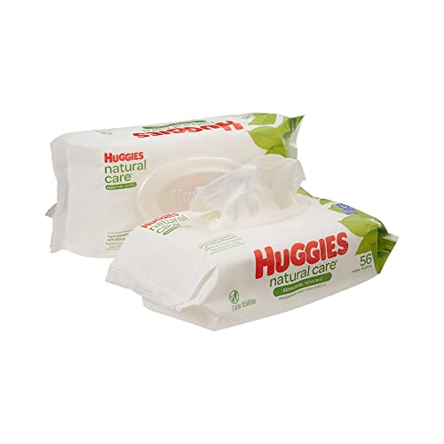Image of Huggies Natural Care Fragrance Free Baby Wipes, 112 Total Wipes 56 Count Each (Pack of 2)