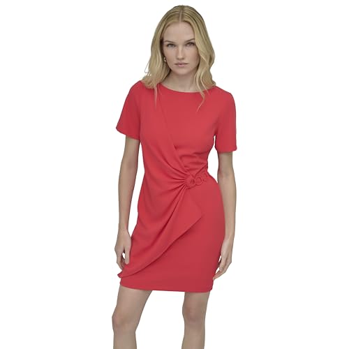 Image of DKNY Women's Short Sleeve Jewel Neck Sheath Mini Dress