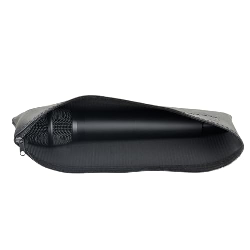 MRSDY Microphone Bag, Black Zipper Pouch Fits for Wired, Wireless Microphone, Shockproof Vocal Mic Protector, Mic Accessories Storage Bag, Easy Carry 11.4