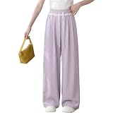 Moggemol Mädchen Pantalons Breite Beine Casuelle Pantalons Hohe Taille Und Spitze Casuelle Breite Yoga Beine Für Mädchen Wanderung Lavendel 170