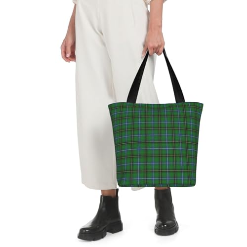 Clan Henderson Tartan Reusable Zippered Shoulder Bag, Stylish Polyester Tote With Wide Handle & Inner Pocket, Lightweight Durable Shopping & Travel Bag4