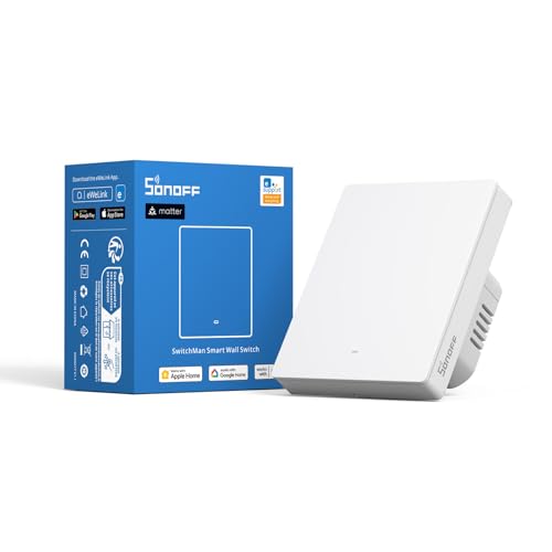 SONOFF M5-1C-80W SwitchMan 1 Gang Smart Wall Switch (Matter), Remote/Voice Control, Share Control, Smart Scene, Countdown Timing, 2.4GHz Wifi, 2200W Max Power, Works with Alexa & Google Home, White