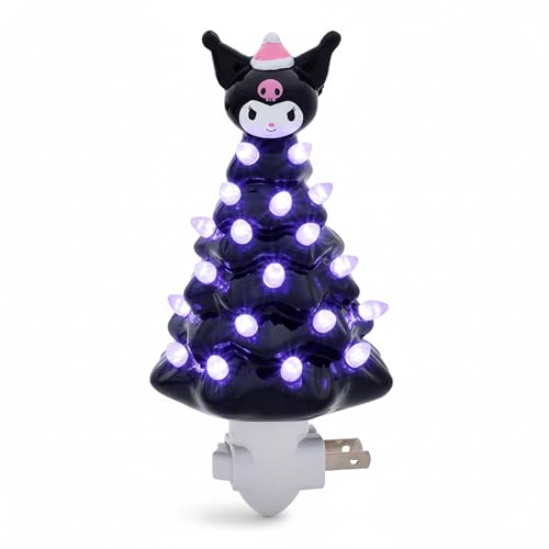 Ukonic Sanrio Kuromi 6-Inch Ceramic Christmas Tree Plug-in Nightlight