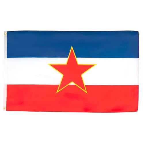 Image of AZ FLAG - Yugoslavia Flag - 3x5 Ft - 100D Polyester Yugoslavian Banner with Two Metal Grommets - Fade Resistant - Vivid Colors - 3' x 5' Feet - 150x90 Cm