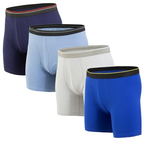 Livorno Essentials Men's Boxer Briefs - Soft Cotton Underwear for Men, Comfortable Men’s Briefs, Breathable Boxers (4-Pack)