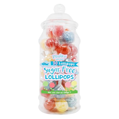 Pimlico Sugar Free Lollipops No Added Sugar Candy with Natural Fruit Flavours | Diabetic-Friendly Low Calorie Lollies Guilt-Free | Sugar Free Sweets