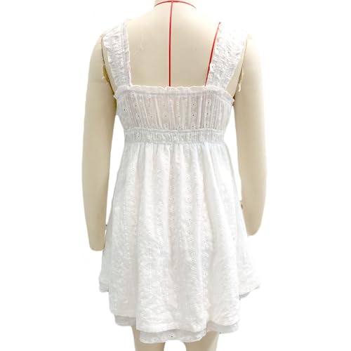 Image of Women's Y2K Babydoll Mini Dress Fairy Vintage Sleeveless Square Neck Sweet Short Party Princess Summer Sundress