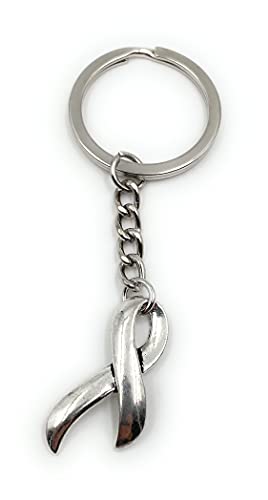 Onwomania - "-Schleife Ribbon Cancer Schlüsselanhänger - Metall Glücksbringer ideal als Geschenk z.B. für den besten Freund, die beste Freundin, Mama - Für Männer, Frauen & Kinder