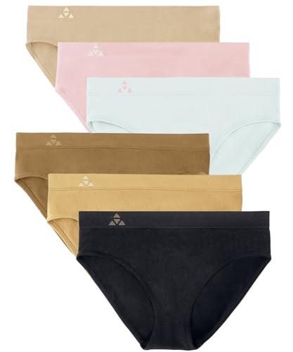 Balanced Tech Moisture Wicking Underwear for Women, Seamless Workout Hipster Brief Bikini Panties, 6 Pk - Cinnamon Glow, X-Small