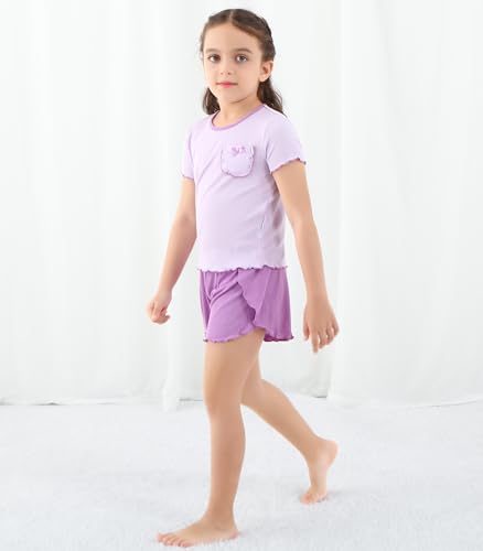 Image of Baby Girls Outfits Sets Summer Tee and Shorts Toddler 2-Piece Set for Kids Cooling Clothes,Viscose Made from Bamboo