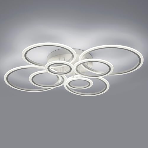 Vikaey Modern LED Flush Mount Ceiling Light, 8 Rings White Close...